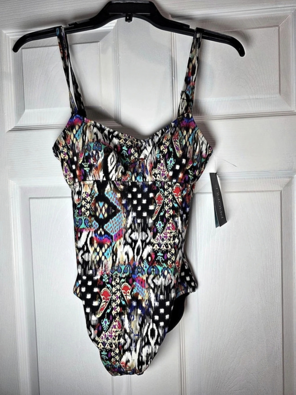 Profile by Gottex Abstract One-Piece Swimsuit in Black & Multicolor NWT